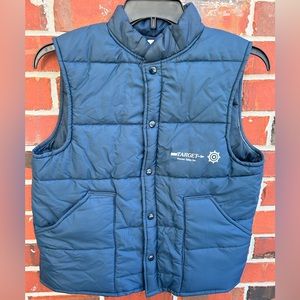 Vintage Warwick USA Quality Wearables Medium Button Down Blue Puffer Vest A-4